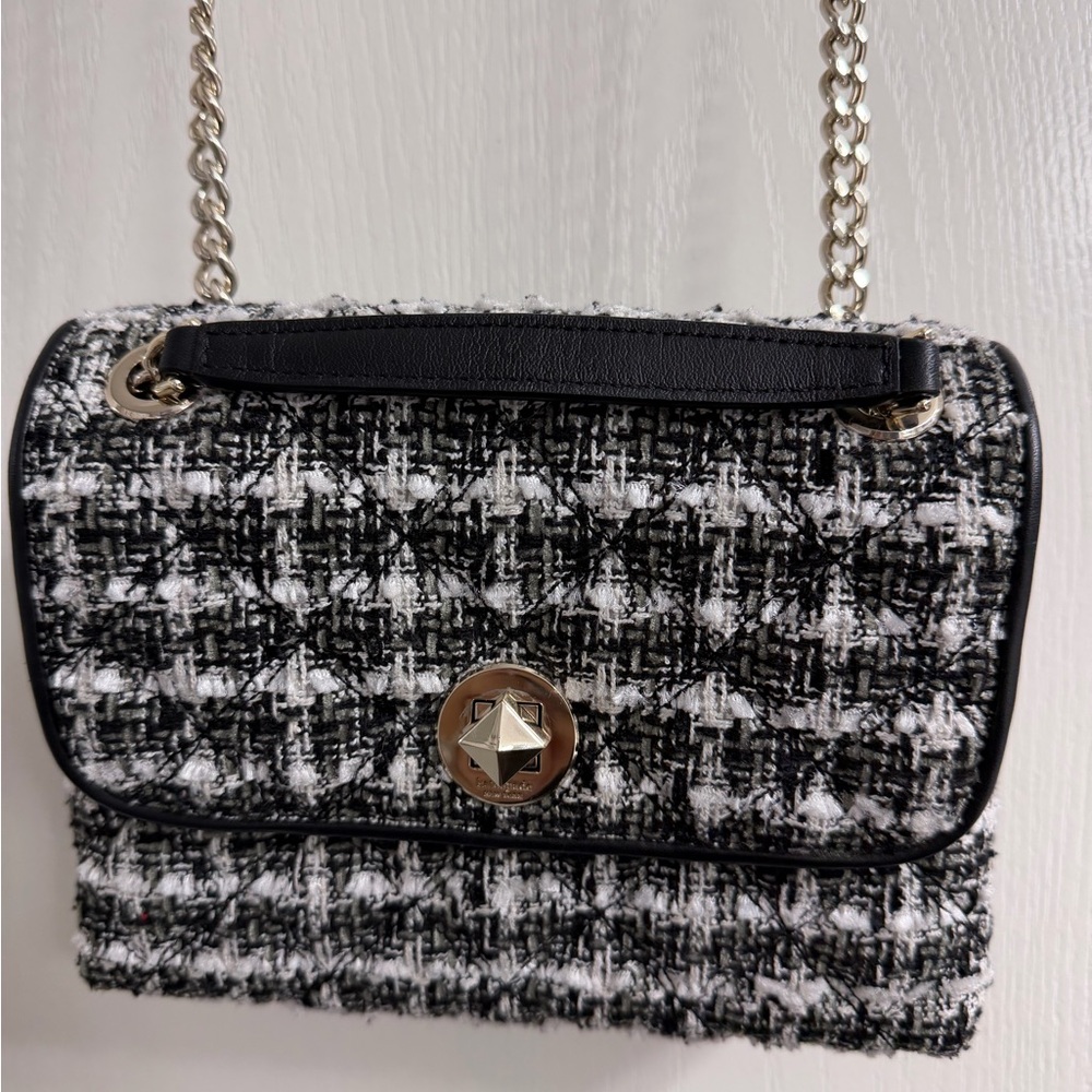 Kate Spade Black and White Tweed Shoulder Bag